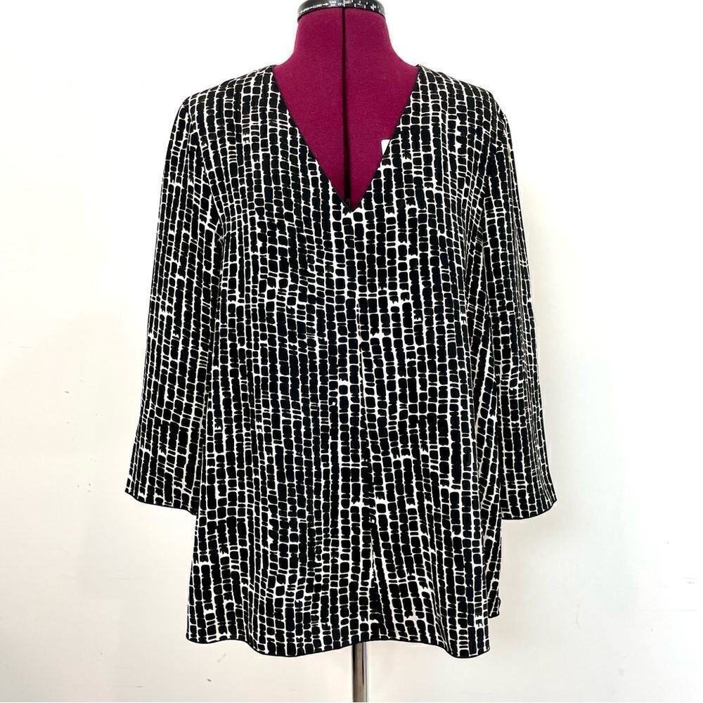 Max Mara Studio 3/4 Sleeves Top Blouse Silk Relaxed Fit size 8